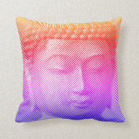Statue Visage Bouddha Colorée Formée Par Lignes