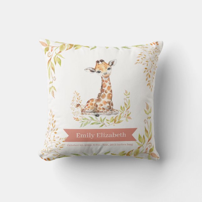 Coussin Statut de naissance de la nurserie de girafe de sa (Recto)