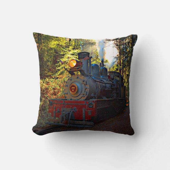 Coussin Steam Train Engine 7 Locomotive Railroad (Recto)