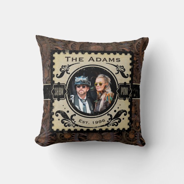 Coussin Steampunk Cogs Anniversaire victorien Brown (Recto)