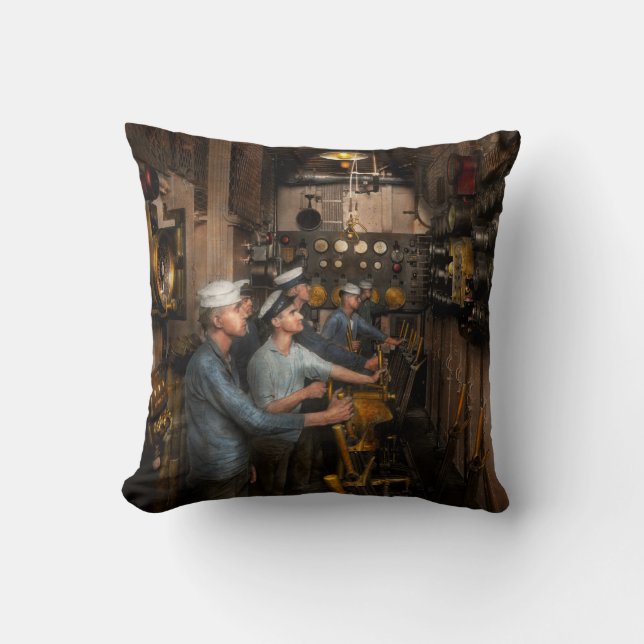 Coussin Steampunk - Commandes sur l'USS Washington 1920 (Recto)