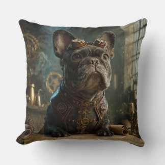 Coussin Steampunk Frenchie (Edition 1) - Throw Pillow