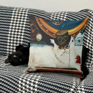 Coussin Steampunk Thé de chat sous-marin