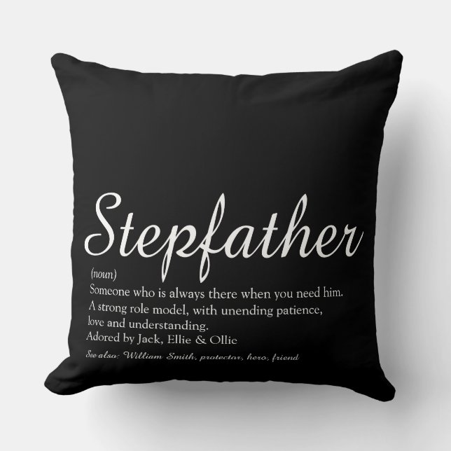 Coussin Stepfather Definition Dire noir et blanc (Recto)