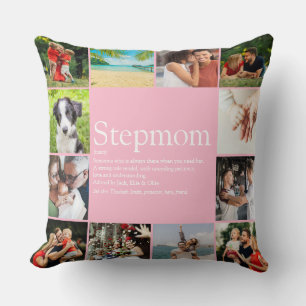 Coussin Stepmere Bonus Maman Définition Collage Photo Rose