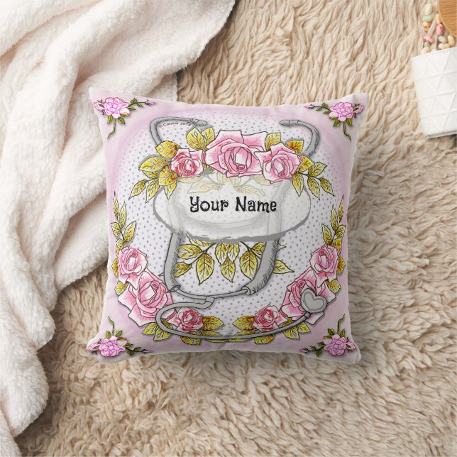 Coussin Stéthoscope Roses (Couverture)