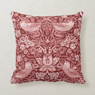 Coussin Strawberry Thief Maroon, William Morris