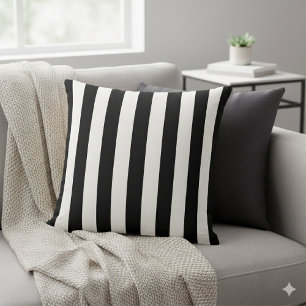 Coussin Stripes intemporelles noir et blanc