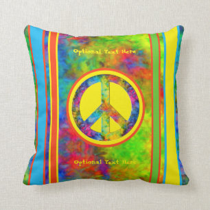 Coussin Stripes modernes avec signe de paix [Cravate-teint
