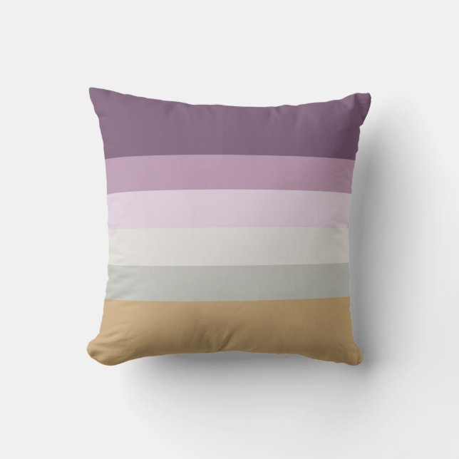 Coussin Stripes Six Couleurs - Bleu violet rose gris jaune (Recto)