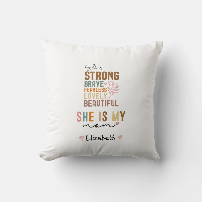 Coussin Strong Mom Retro Script Super fête des mères (Recto)