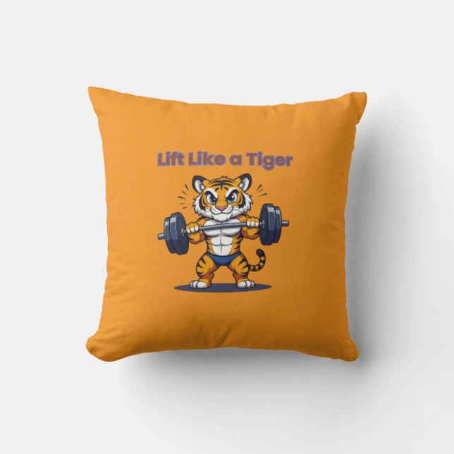 Coussin **Strong Tiger – Cute Tiger Lifting Weights Illust (Recto)