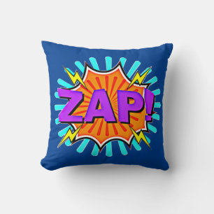 Coussin Style BD Pop Art Retro Bleu Orange Violet ZAP