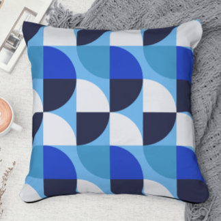 Coussin Style bleu moyen siècle moderne motif abstrait
