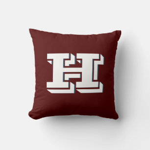 Coussin Style de monogramme de couleur collégiale bordeaux