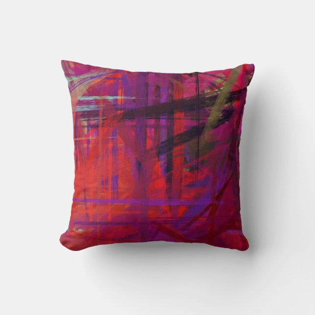 Coussin Style de peinture rouge violet orange (Recto)