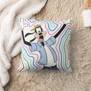 Coussin Style de rue graphique rétro rayonnant de Goofy