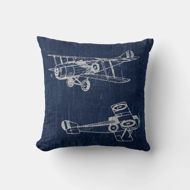 Coussin Style de texte et de script du journal de l'avion  (Recto)