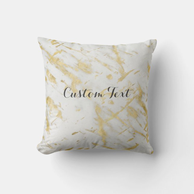 Coussin Style design élégant Gold & Marbre blanc Glam (Recto)