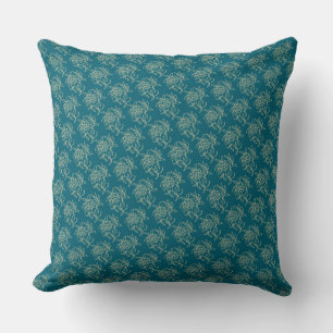 Coussin Style ethnique Floral Mini-imprimé Beige sur Turqu
