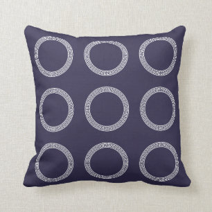 Coussin Style Hamptons Marine Indigo Bleu Blanc Géométriqu
