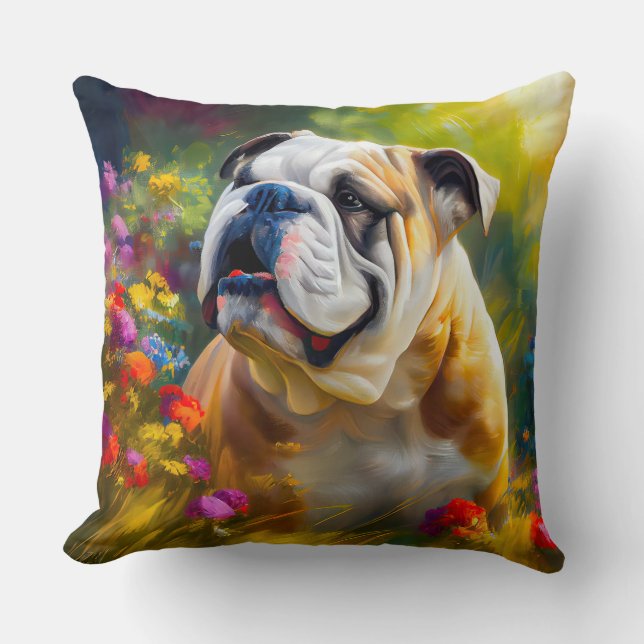 Coussin Style impressionniste de Bulldog anglais (Recto)