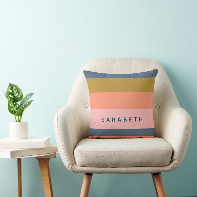 Coussin Style Moderne Stripes Joli Tons Terre Personnalisé (Chaise)