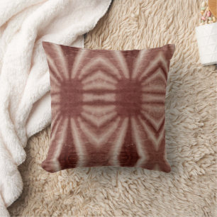 Coussin Style Motif traditionnel Tie Dye de ton terrestre