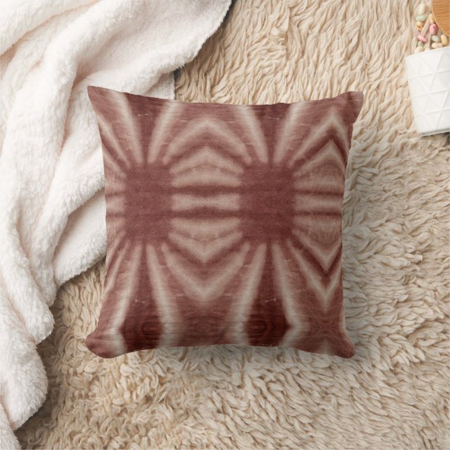 Coussin Style Motif traditionnel Tie Dye de ton terrestre (Couverture)