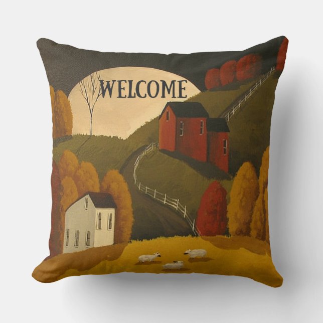 Coussin "Style primitif/Bienvenue" JETER LE COUP D'OEIL (Recto)