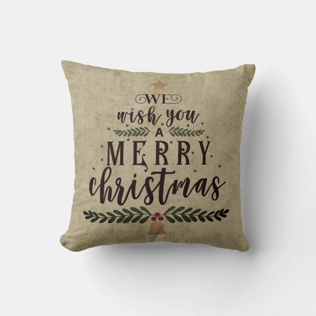 Coussin Style Primitif - Nous Vous Souhaitons Un Joyeux No (Recto)