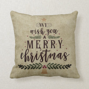Coussin Style Primitif - Nous Vous Souhaitons Un Joyeux No