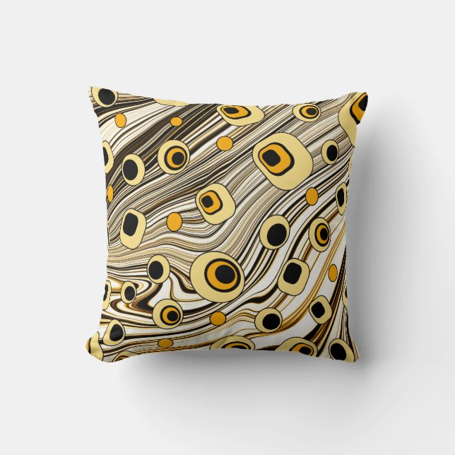 Coussin Style rétro super et ondulé noir et jaune (Recto)