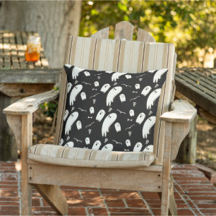 Coussin Style rétro vintage Crâne Happy Halloween