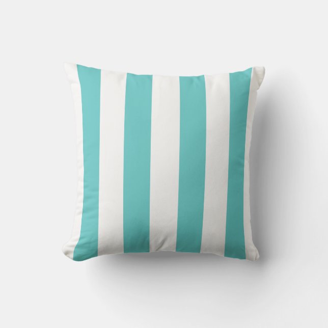 Coussin Style scandinave moderne aqua rayures turquoise (Recto)