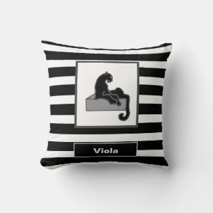 Coussin Stylish Black Panther Cat White