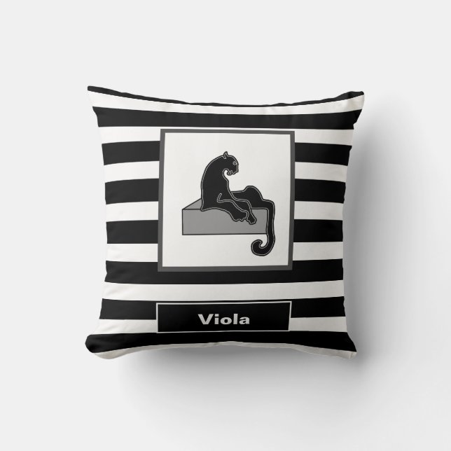 Coussin Stylish Black Panther Cat White (Recto)