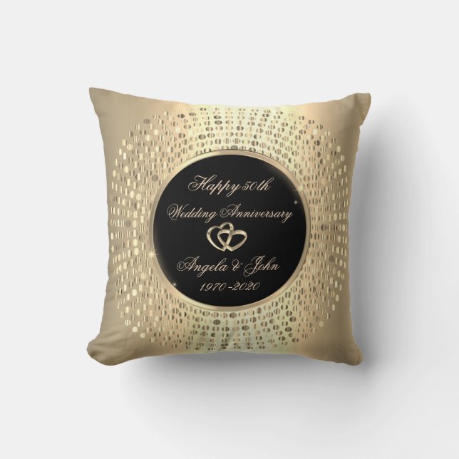 Coussin Stylish Chic Points Dorés 50e Anniversaire de Mari (Recto)