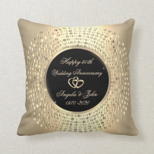 Coussin Stylish Chic Points Dorés 50e Anniversaire de Mari