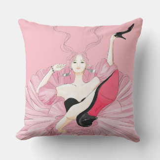 Coussin Stylish Woman in Black High Heels Watercolor Illus