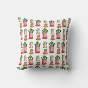 Coussin Succulents et cactus sur l'arrière - plan blanc