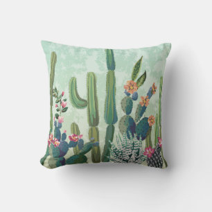 Coussin Succulents mignons : Motif de cactus Vintage