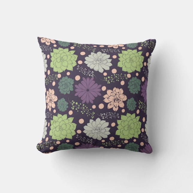Coussin Succulents pourpres Motif Floral Fabric (Recto)