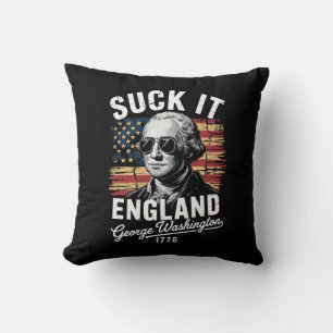 Coussin Suck It England 4 juillet George Washington 1776