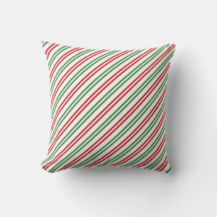 Coussin Sucre de canne Noël rayures Rouge Vert