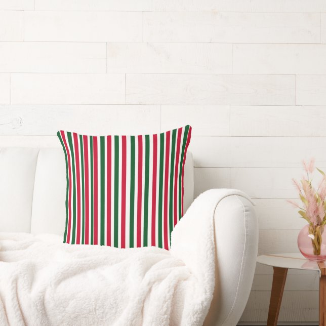 Coussin Sucre de canne rouge et vert Stripes de Noël (Canapé)