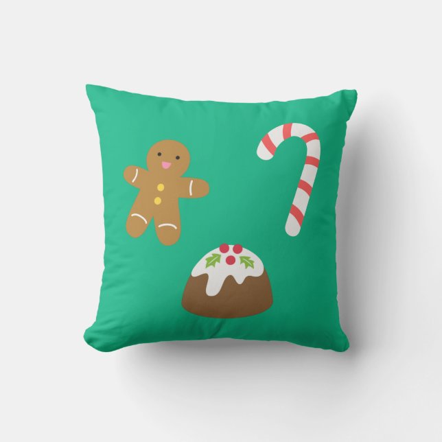 Coussin Sucreries de Noël, bonhomme en pain d'épice, (Recto)
