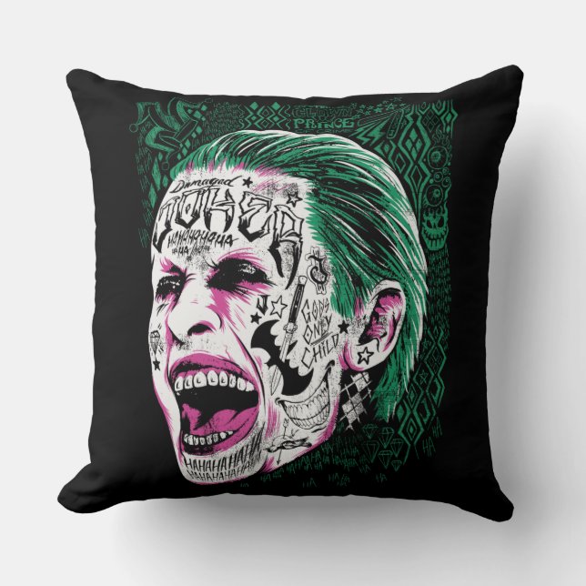Coussin Suicide Squad | Laughing Joker Head Sketch (Recto)