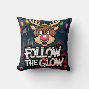 Coussin Suivez les lumières de Noël du Rudolph Festive