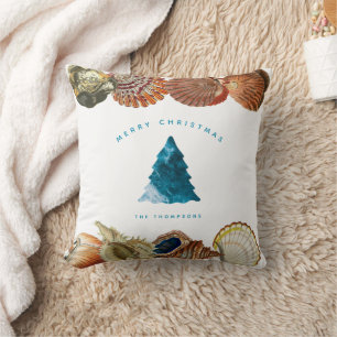 Coussin Summer Christmas Beach Seashell Nom personnalisé